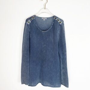 PBJ BLUES Knitted pullover Denim accent Sweater Womens size L